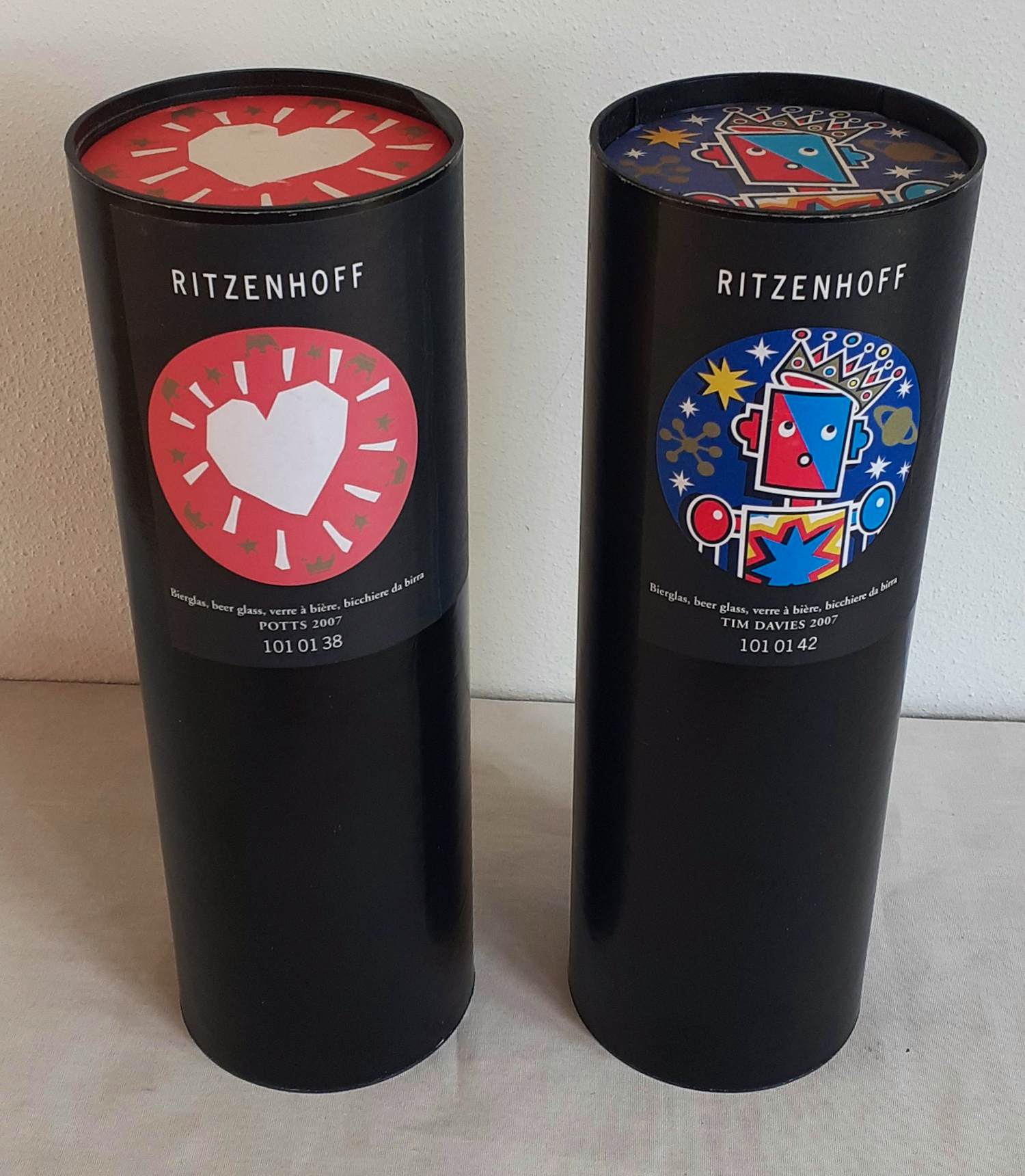 Ritzenhoff AG - 2 designers glazen/originele verpakking Tim Davies en Potts (collectors items) verkocht voor € 20!
