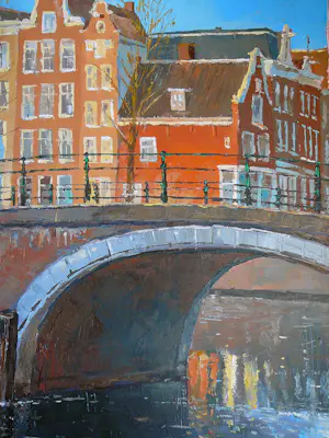 Niet of onleesbaar gesigneerd - Amsterdam in de winter van 1994 -olieverf op linnen- kopen? Bied vanaf 1!