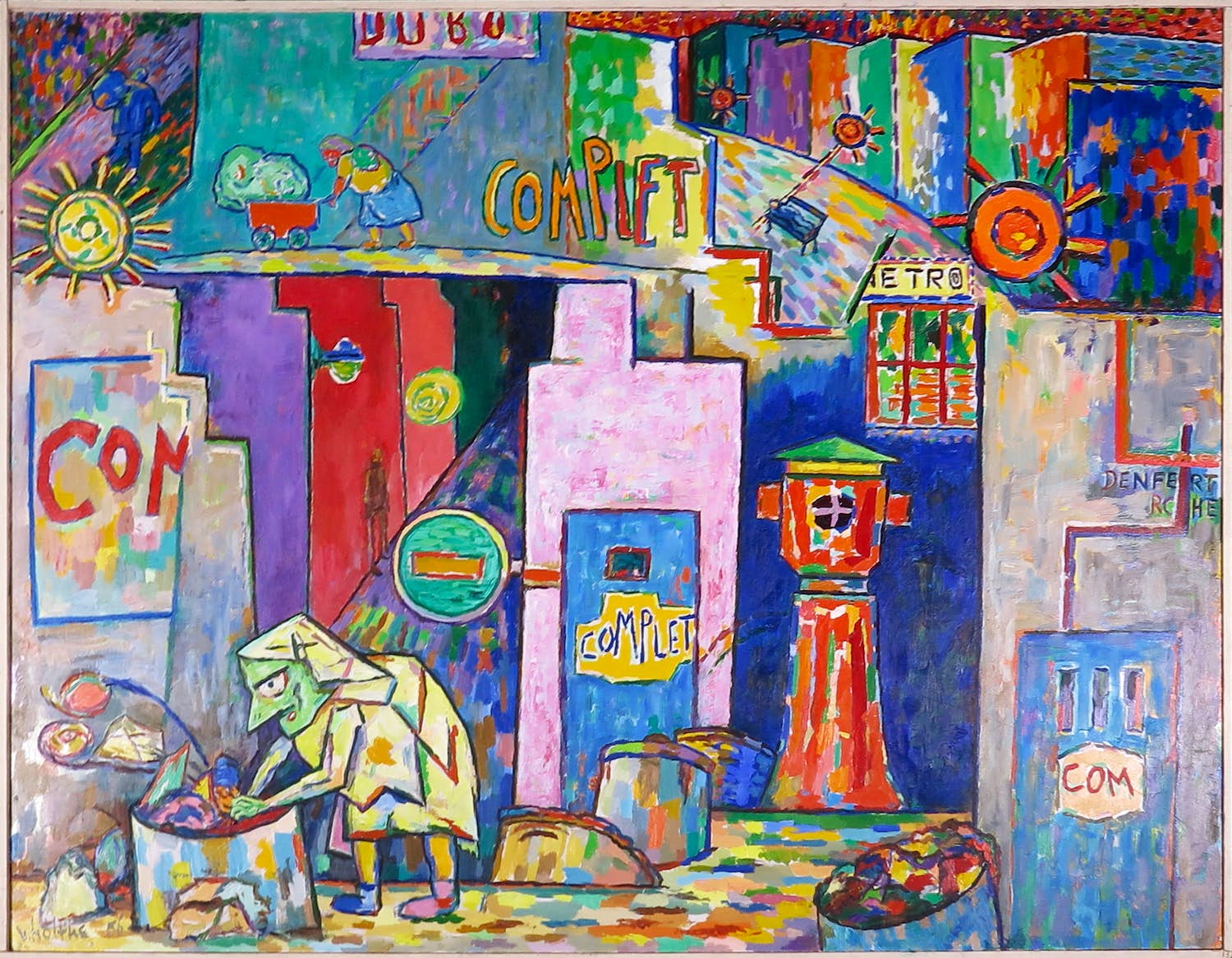 Jan van Holthe - Olieverf op board, Paris Complet - Ingelijst (Groot) verkocht voor € 100!