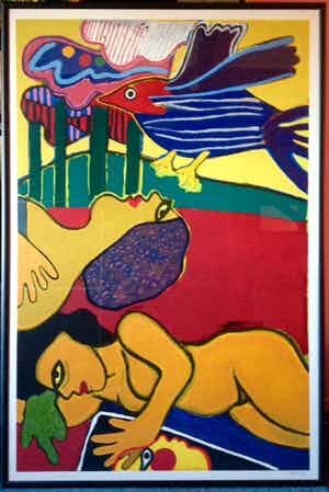 Corneille - "L' Oiseau Harmoni" nr. 73/150 (zeefdruk - zeer groot) verkocht voor € 350!