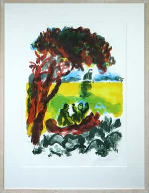 Jan Sierhuis - Litho, Zonder titel - Ingelijst verkocht voor € 35!