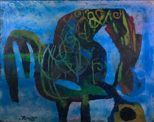 Jan Engelchor - Olieverf op doek, Abstracte figuur - Ingelijst (Groot) kopen? Bied vanaf 300!