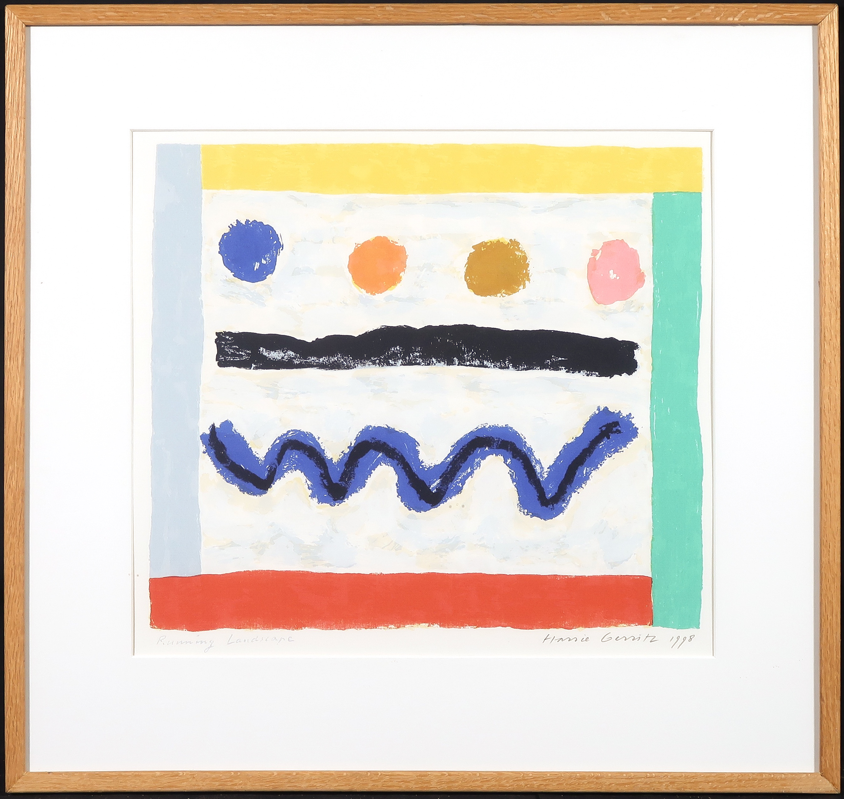 Harrie Gerritz - Zeefdruk, Running landscape - Ingelijst kopen? Bied vanaf 20!
