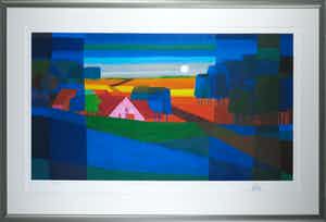 Ton Schulten - Zeefdruk, Door de velden - Ingelijst (Groot) verkocht voor € 350!