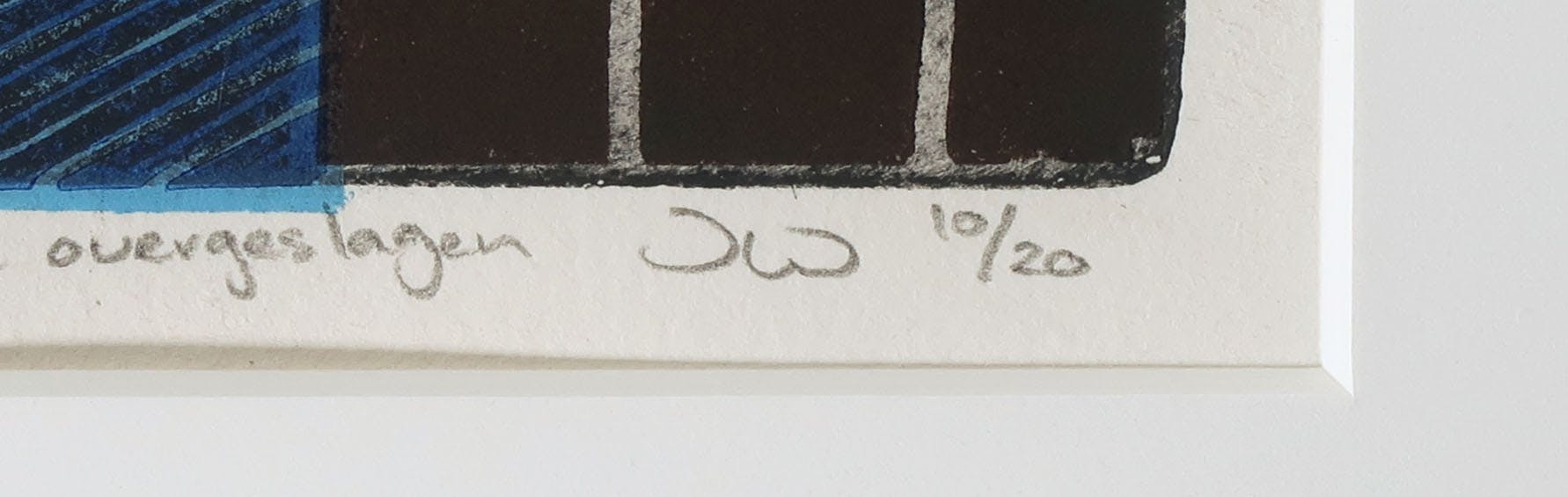 Jan Willem Kwinkelenberg - Gemengde druktechnieken, De taal van de zee overgeslagen - Ingelijst kopen? Bied vanaf 35!