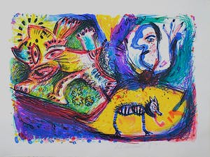 Rik van Iersel - Beestachtig - Originele litho in Cobra- stijl - Nieuwstaat kopen? Bied vanaf 29!