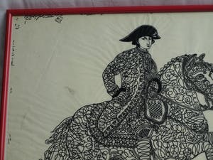 Niet of onleesbaar gesigneerd - Inkttekening , “Ruiter te Paard” – ingelijst kopen? Bied vanaf 10!