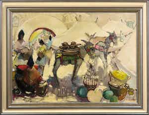 Willem Jilts Pol - Olieverf op doek, Ezeltjes - Ingelijst verkocht voor € 250!