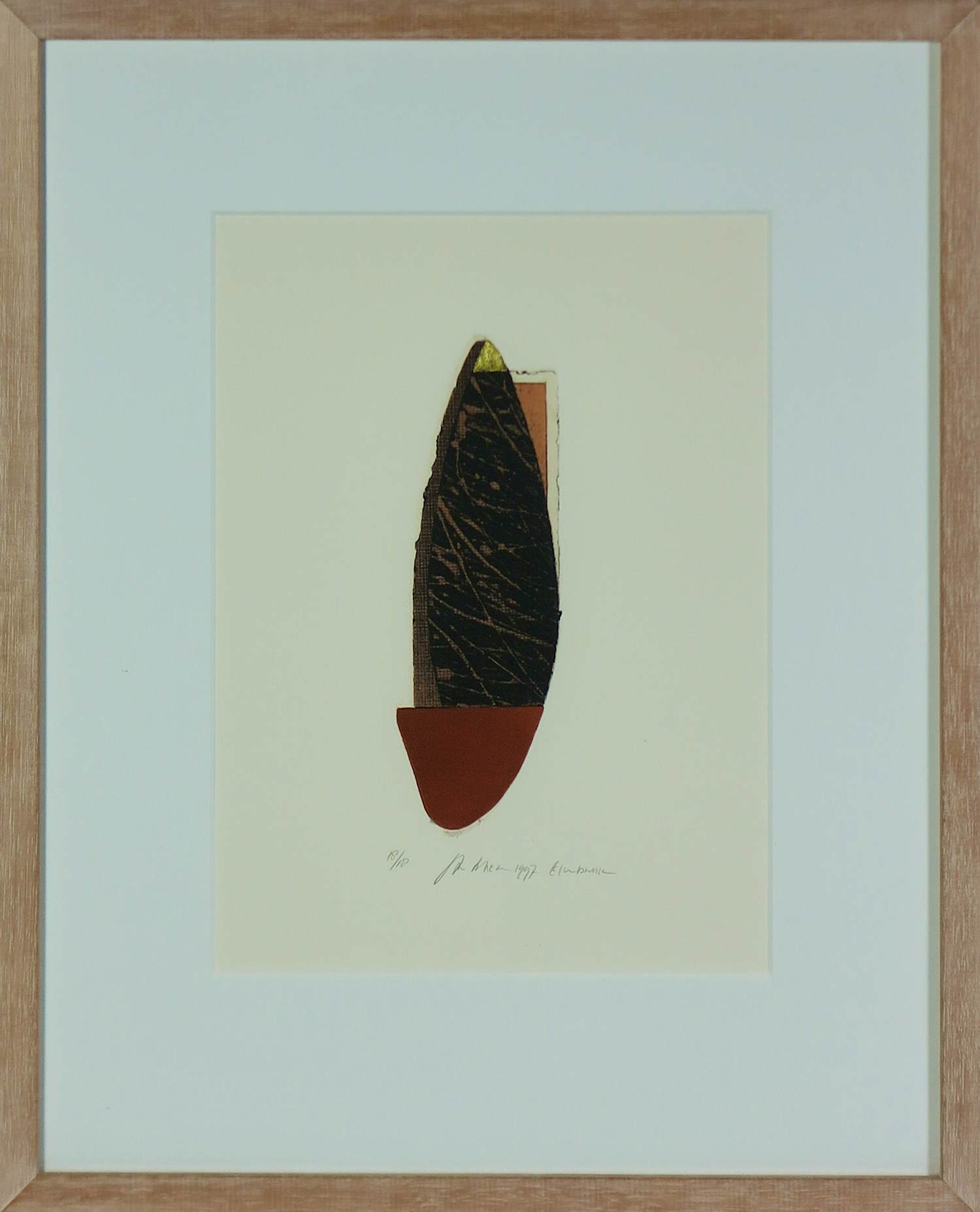 Jan Naezer - Ets/aquatint met bladgoud, Zonder titel - Ingelijst verkocht voor € 60!