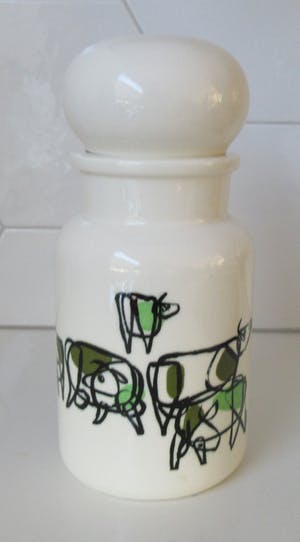 Royal Goedewaagen - Platelen apothekerspot met de afbeelding van gestileerde koeien kopen? Bied vanaf 25!