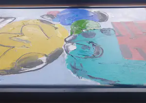 Jurjen de Haan - Verfgespuis - Olieverf op doek -2002 - zeer groot - 50 x 200 cm kopen? Bied vanaf 750!