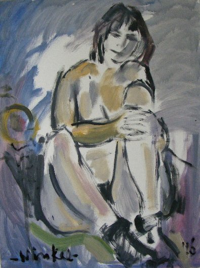 Arien Winkel - Olieverf op canvas-z.t. verkocht voor € 100!