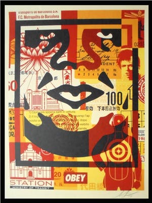 Shepard Fairey - (OBEY) - Face Collage III - offset - handgesigneerd kopen? Bied vanaf 69!