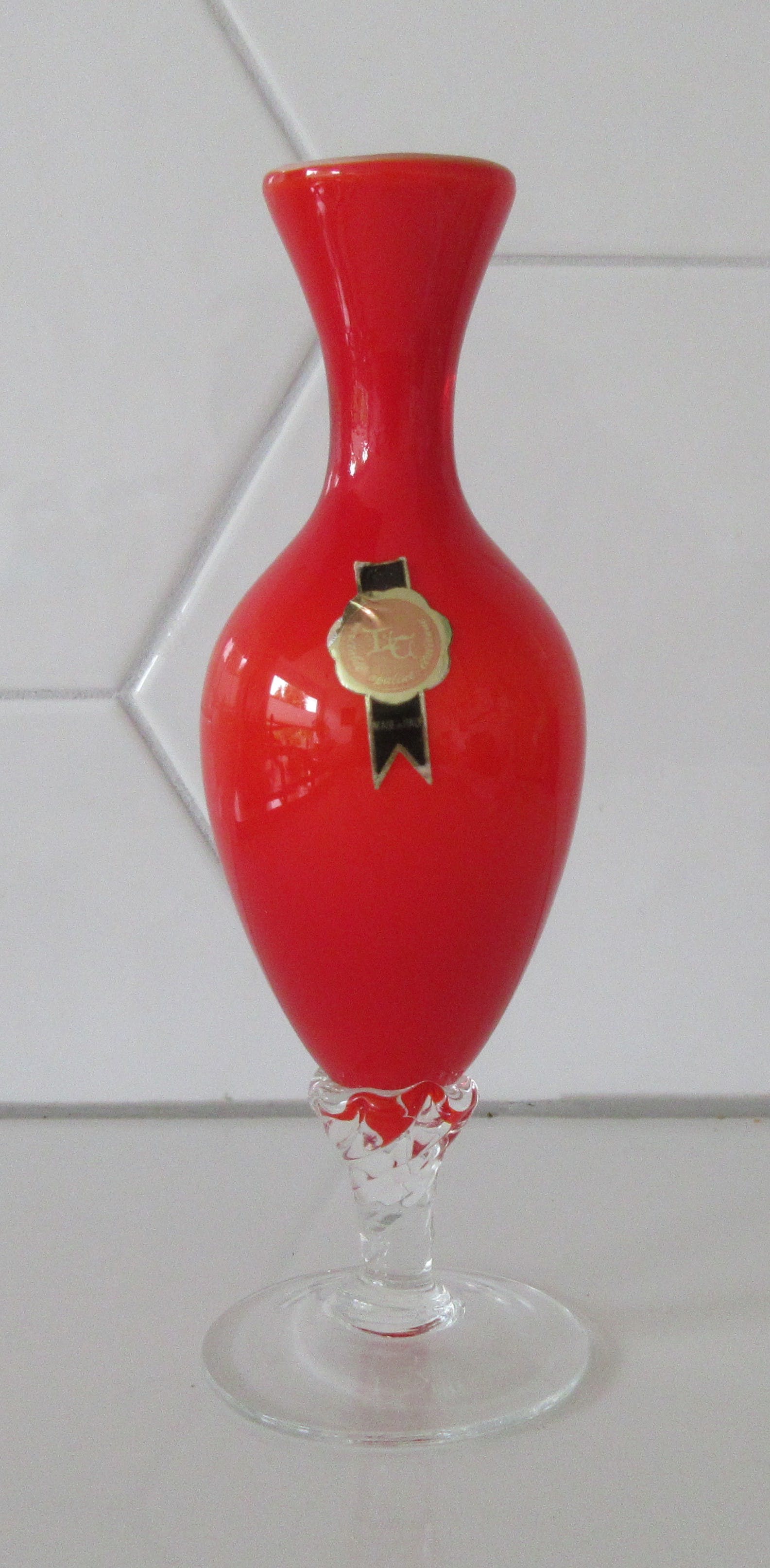 Empoli Glas - Oranje opaline solifleur vaasje kopen? Bied vanaf 8!