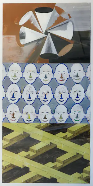 Roland Sohier - Gemengde techniek, Kegel/hoofd.hout - Ingelijst (Zeer groot) kopen? Bied vanaf 80!