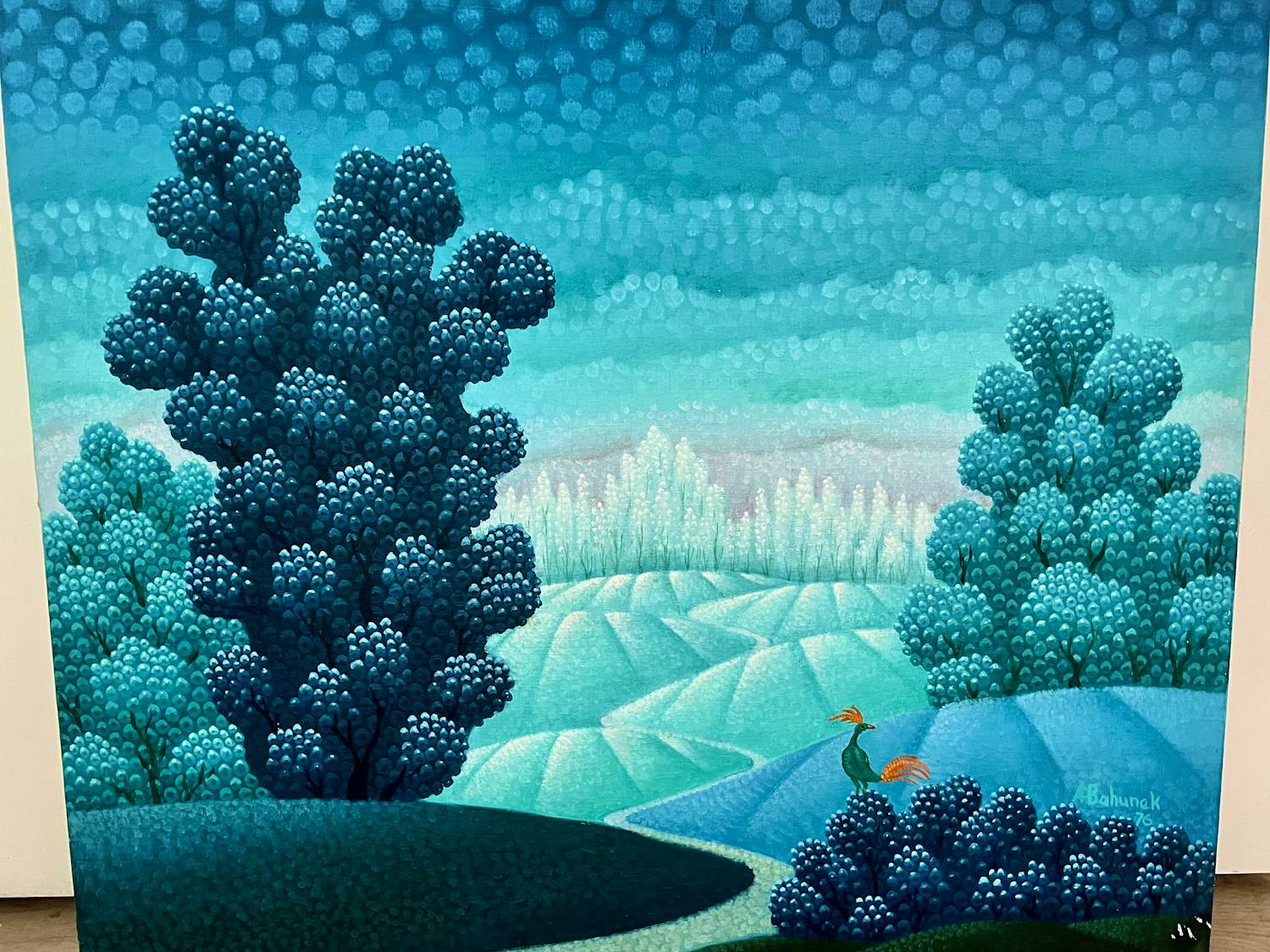 Antun Bahunek - Landschap blauw/groen kopen? Bied vanaf 200!