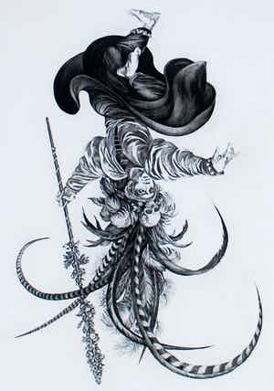 Dick Stolwijk - Ingelijste ets: Peruaanse danseres (nette lijst!) verkocht voor € 99!