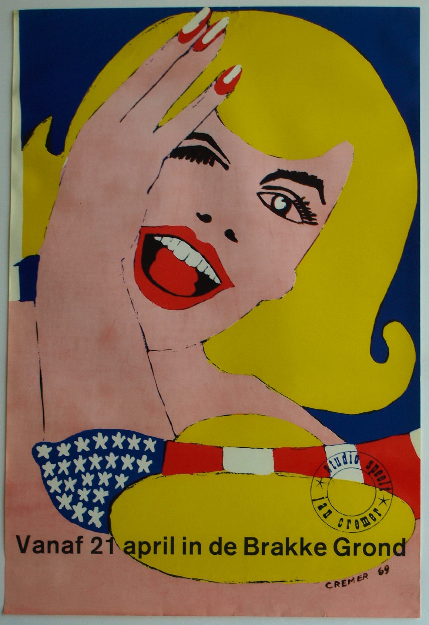 Jan Cremer - Affiche , Studio speelt jan cremer in de Brakke Grond Amsterdam - 1969 kopen? Bied vanaf 1!