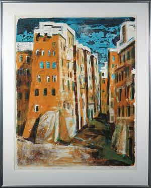 Jeroen Hermkens - Litho, Jemen, Shiban I - Ingelijst (Zeer Groot!) verkocht voor € 80!