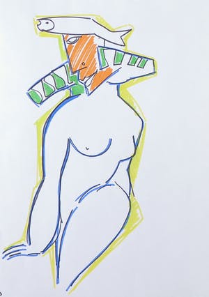 Joe Wols - Lot van drie stifttekeningen, Figuren kopen? Bied vanaf 1!