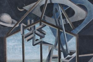 Piet van Mook - Acryl op paneel, Geometrisch-illusionistisch interieur - Ingelijst kopen? Bied vanaf 100!