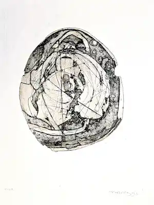 Buy Cees Kortlang - Grote, in diverse grijstinten handgekl. reliëf Ets/aquatint - zeer kleine oplage? Bid from 38!