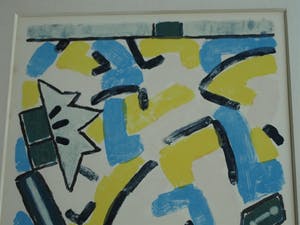 Reinier Lucassen - Ingelijste litho , “Blauw en geel” – 79 x 66 cm – 1979 kopen? Bied vanaf 1!