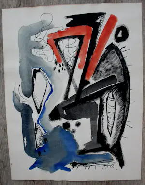 Dolf Breetvelt - Gouache - abstracte compositie kopen? Bied vanaf 350!