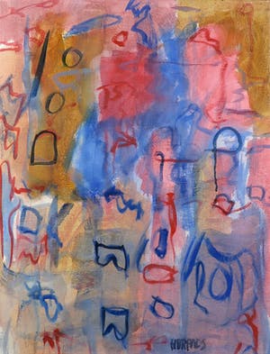 Hans Brands - Acryl op doek, Abstracte compositie - Ingelijst kopen? Bied vanaf 1!