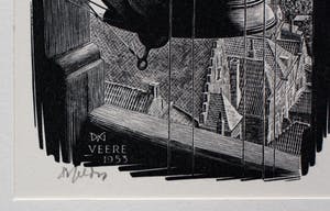 Dirk van Gelder - Houtgravure: Veere - 1953 kopen? Bied vanaf 49!
