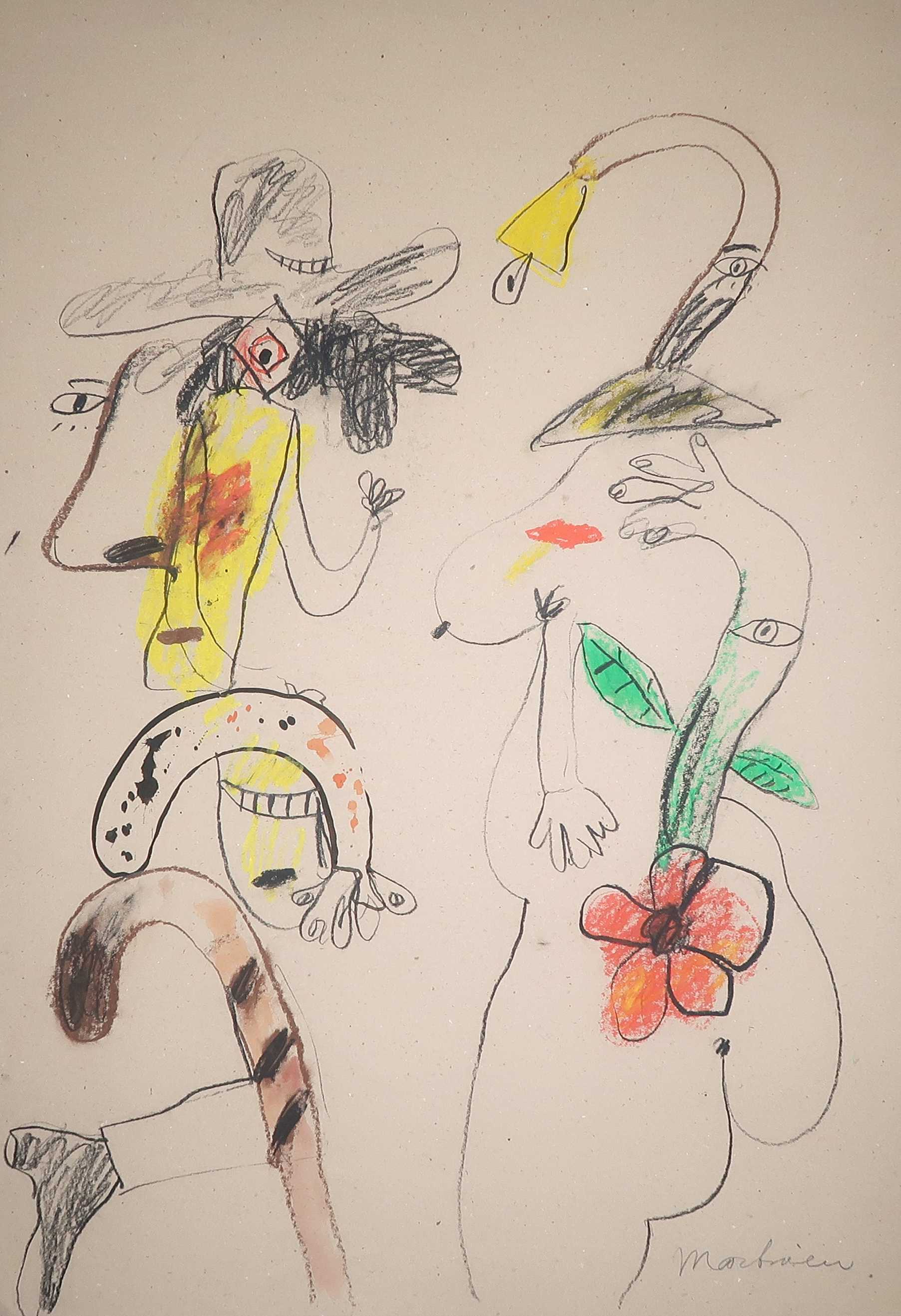 Anton Martineau - Inkt- en krijttekening, Zonder titel (Groot) verkocht voor € 35!