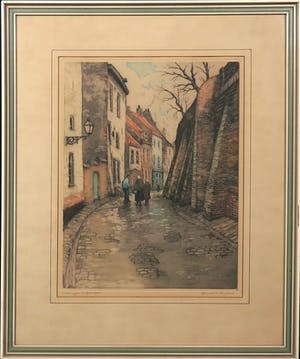 Hendrik de Laat - Kleurenets, Ottengas Nijmegen - Ingelijst kopen? Bied vanaf 50!