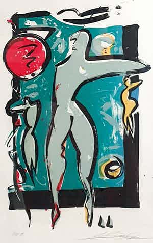 Alfred Gockel - Litho | Zonder titel | Ingelijst | 88x63 cm verkocht voor € 65!