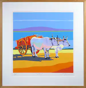Marco Kooiman - Zeefdruk, The Red Cart - Ingelijst vendu pour 35€ !