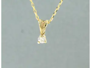 14k gouden collier met solitair hanger met bolsjewiek  geslepen diamant - 45cm kopen? Bied vanaf 170!
