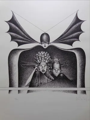 Patrick Conrad - BIZARRE FIGUREN / ZW-W LITHO / 70x50cm / SIG / 1975 kopen? Bied vanaf 35!