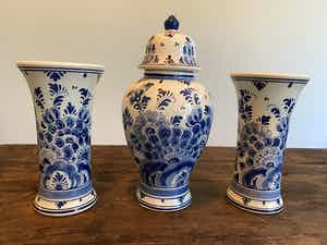 Plateelbakkerij Schoonhoven - 3-delig Delftsblauw Kaststel verkocht voor € 1!