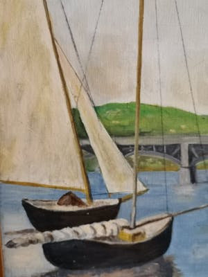 Niet of onleesbaar gesigneerd - Havenzicht met zeilboten kopen? Bied vanaf 1!