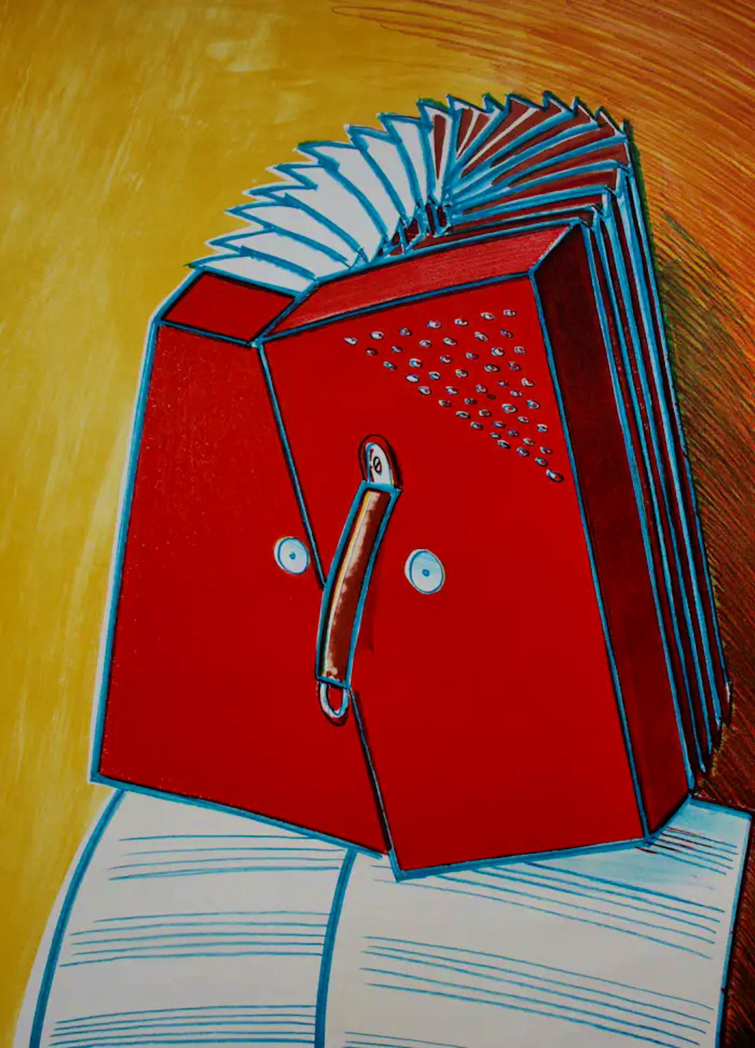 Jeroen Henneman - Litho: Rode accordeon - 1988 (oplage slechts 70 stuks) kopen? Bied vanaf 199!