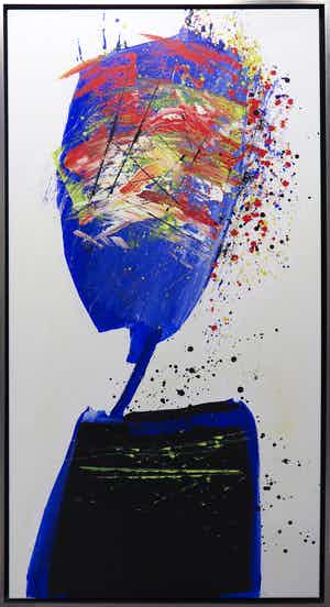 Arty Grimm - Olieverf op doek, Blauwe tulp - Ingelijst (Zeer groot) verkocht voor € 500!