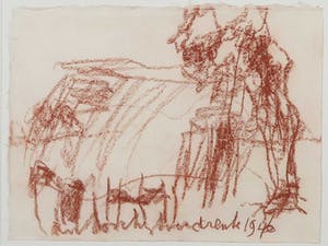 Anton Heyboer - Krijttekening op geschept papier, Drenthe 1946 - Ingelijst kopen? Bied vanaf 150!