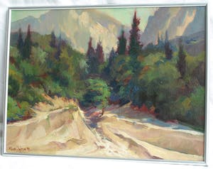 Klaas Pijlman - Olieverf op canvasboard ,”Droge rivier, Italië” - ingelijst – 1983 kopen? Bied vanaf 30!