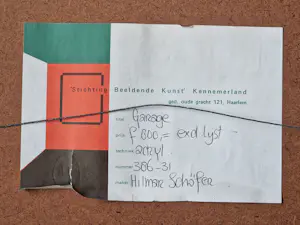 Hilmar Schäfer - verstild, in 1988 geschilderd acrylverf op board "Garage" - prima ingelijst kopen? Bied vanaf 74!