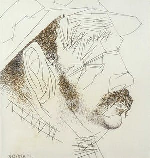 Theo Bitter - Pentekening op papier, Blinde bedelaar - Ingelijst kopen? Bied vanaf 1!