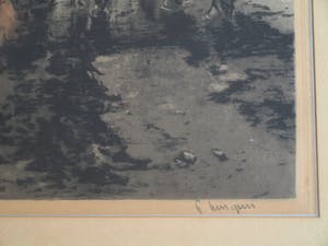 Ferdinand Luigini - Grote ingelijste ets en aquatint , Boer op dijk – gesigneerd – 1926 kopen? Bied vanaf 1!