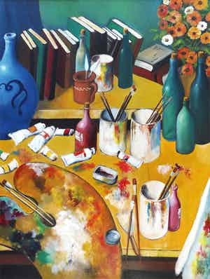 Niet of onleesbaar gesigneerd - Schilderstilleven verkocht voor € 1!