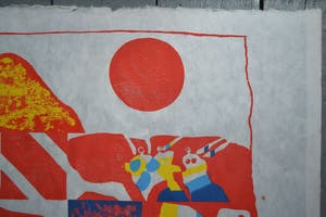 Jef Diederen - 'Rood' - Houtsnede op Japans papier. kopen? Bied vanaf 1!