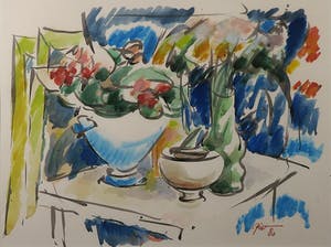 Piet Snoeren - Aquarel, Bloemen - Ingelijst kopen? Bied vanaf 1!