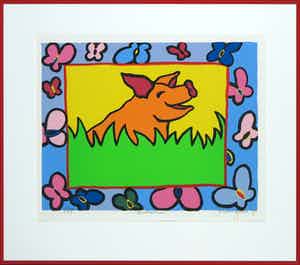 Shunyam - Zeefdruk, Butterflies - Ingelijst verkocht voor € 50!