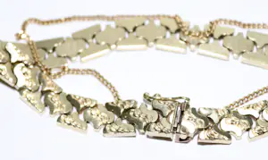 Antieke gouden schakel armband met veiligheids ketting kopen? Bied vanaf 2400!